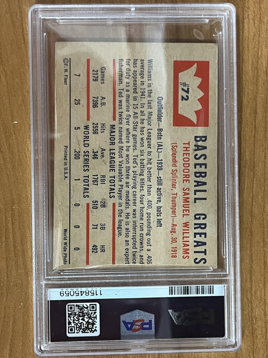 1960 Fleer Baseball Greats #72 Ted Williams Boston Red Sox
