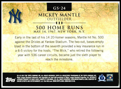 2012 Topps Gold Standard #GS-24 Mickey Mantle New York Yankees