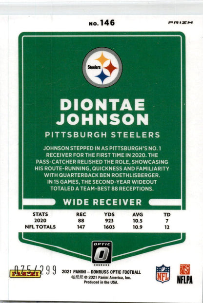 2021 Donruss Aqua Prizm #25 Diontae Johnson 075/299 Pittsburgh Steelers