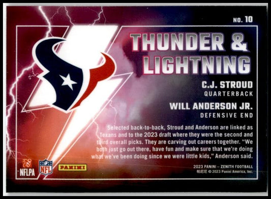 2023 Zenith Thunder and Lightning Silver #10 C.J. Stroud / Anderson Jr. Texans