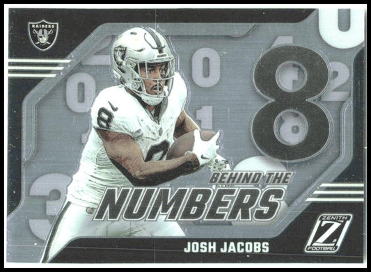 2023 Panini Zenith Behind the Numbers #16 Josh Jacobs Las Vegas Raiders