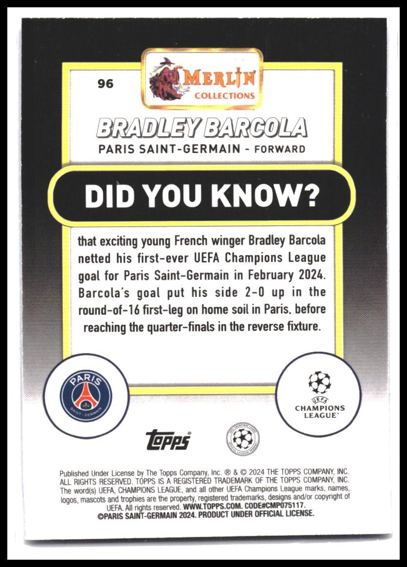 2023-24 Merlin UEFA Club Competitions #96 Bradley Barcola