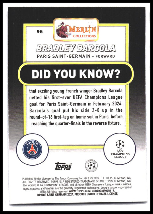 2023-24 Merlin UEFA Club Competitions #96 Bradley Barcola