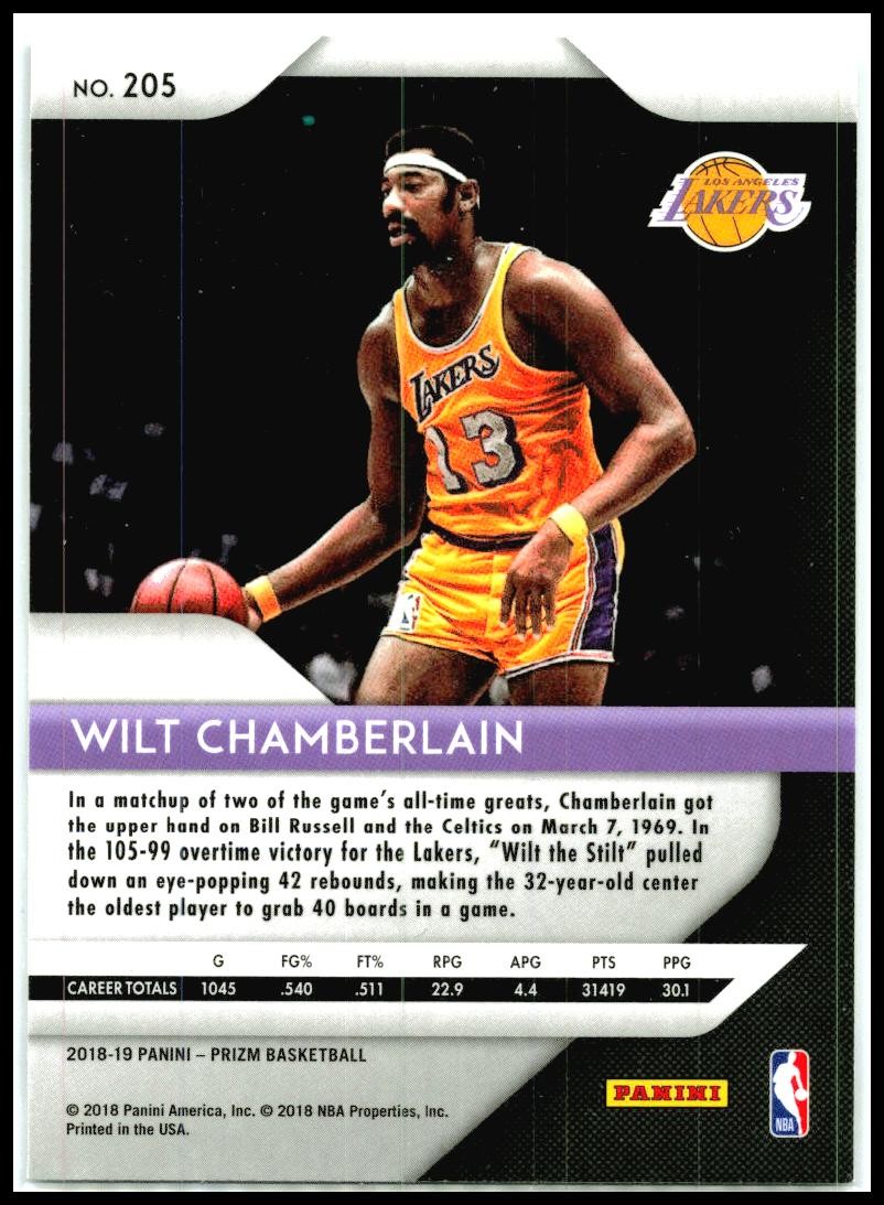 2018-19 Panini Prizm #205 Wilt Chamberlain Lakers