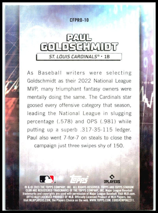 2023 Stadium Club Chief Fantasy Professionals #CFPRO-10 Paul Goldschmidt