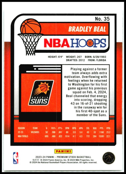 2023-24 Hoops Premium Stock #35 Bradley Beal Phoenix Suns