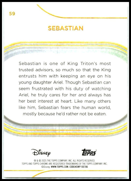 2025 Topps Chrome Disney Mickey Mouse Black and White #/101 #59 Sebastian