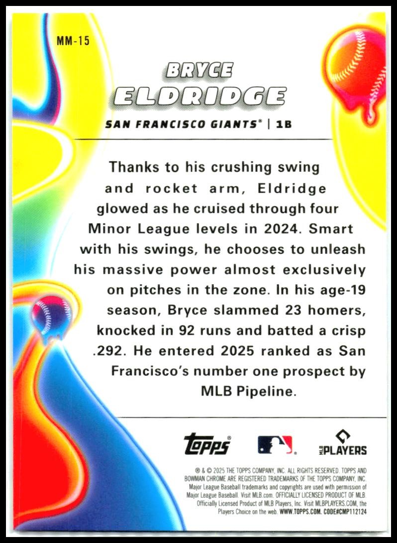 2025 Bowman Chrome Melt Mashers #MM-15 Bryce Eldridge Giants