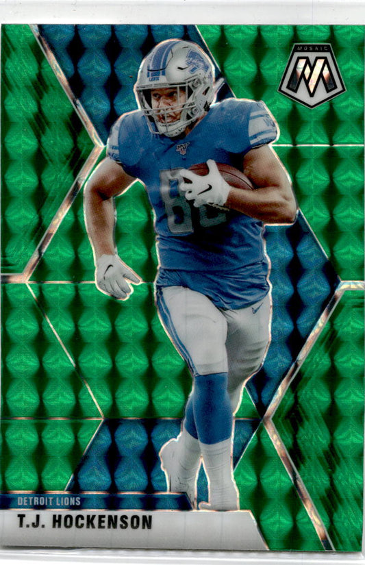 2020 Mosaic Green Prizm #77 T.J. Hockenson Detroit Lions.