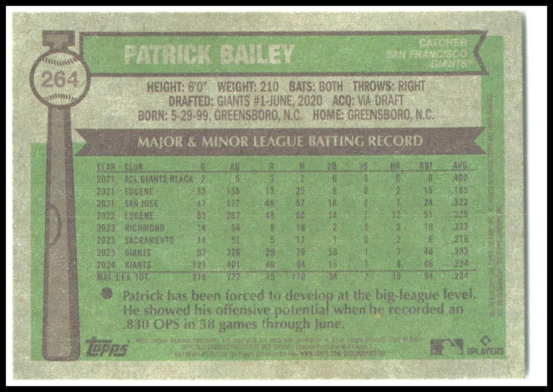 2025 Topps Heritage #264 Patrick Bailey Giants