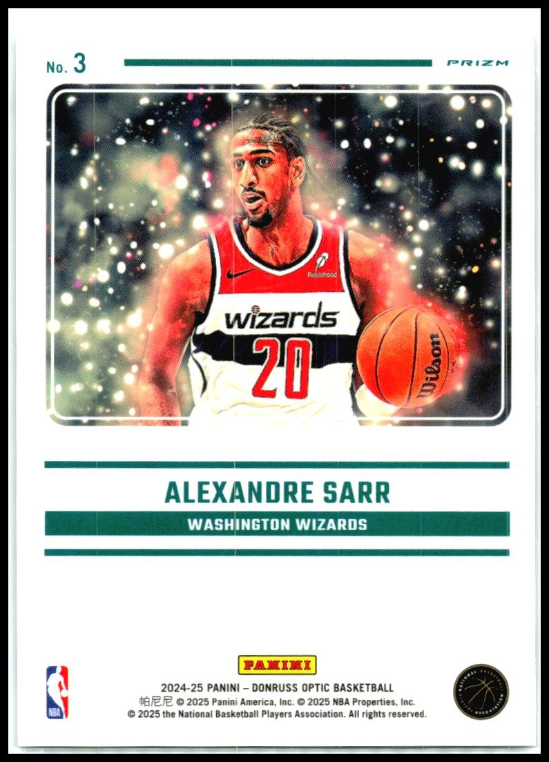 2024-25 Donruss Optic Mythical #3 Alexandre Sarr Washington Wizards