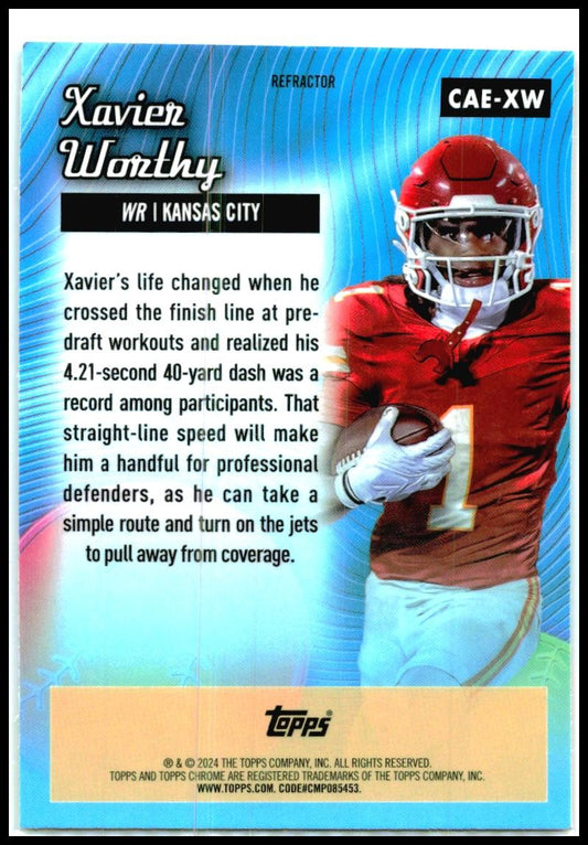 2024 Topps Chrome Chrome All-Etch #CAE-XW Xavier Worthy Kansas City Chiefs
