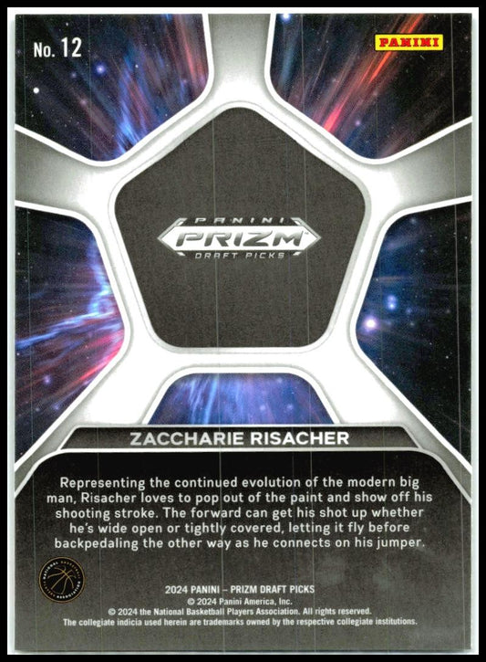 2024 Panini Prizm Draft Picks Deep Space #12 Zaccharie Risacher