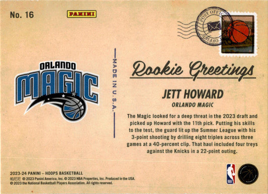 2023-24 Hoops Winter Rookie Greetings #16 Jett Howard Orlando Magic