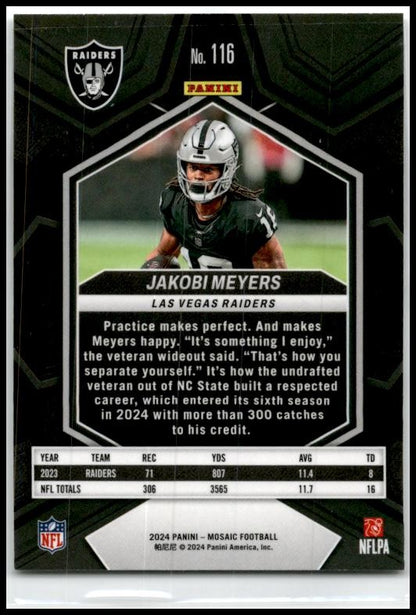 2024 Panini Mosaic #116 Jakobi Meyers Las Vegas Raiders