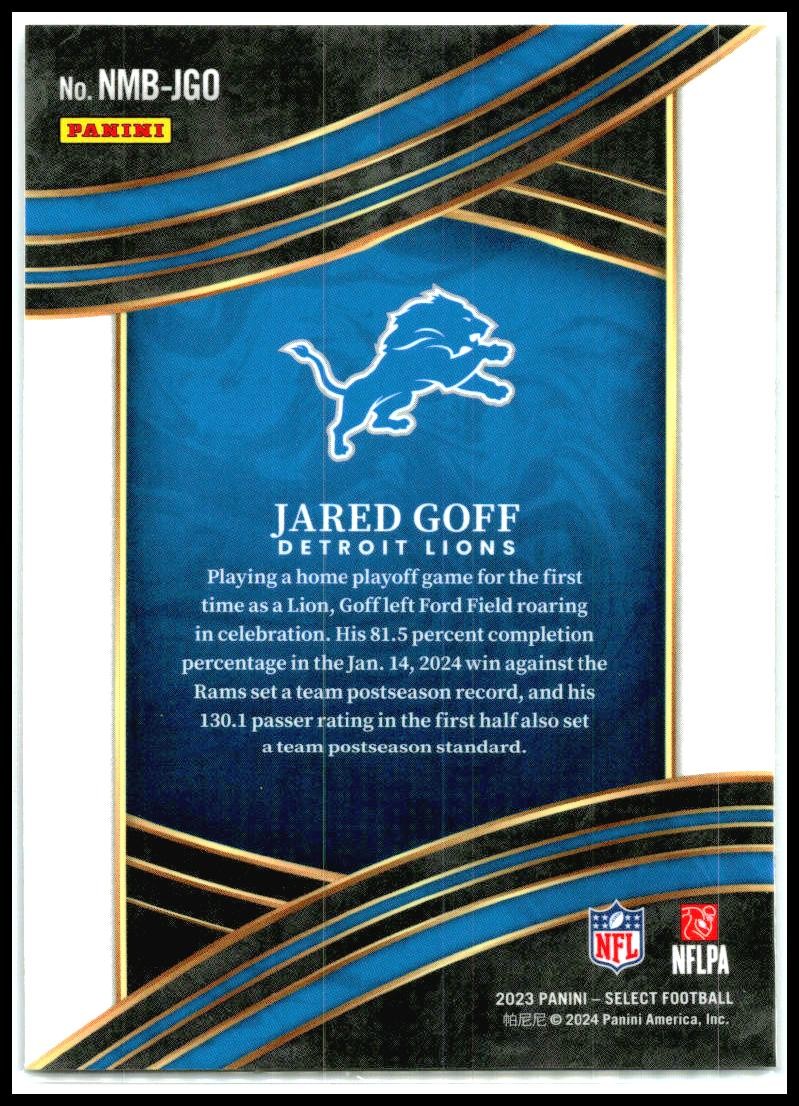2023 Panini Select #NMB-JGO Jared Goff Detroit Lions