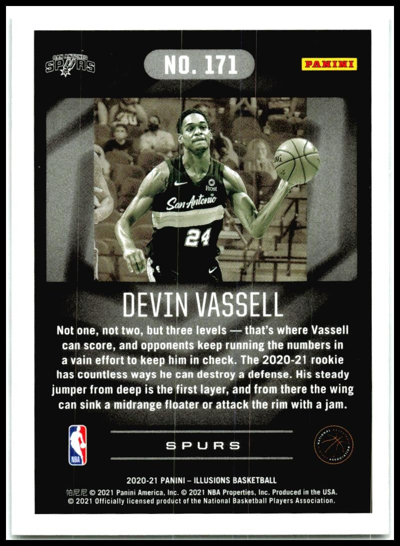 2020-21 Panini Illusions #171 Devin Vassell Rookie San Antonio Spurs