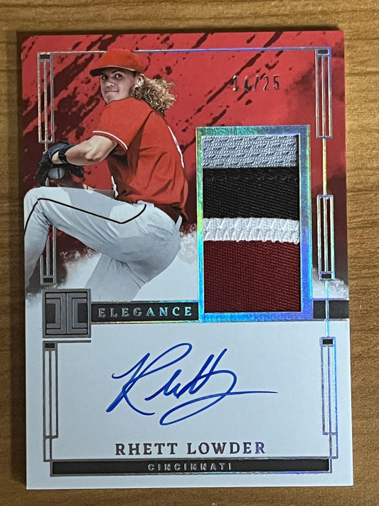 2024 Impeccable Elegance Auto Patch #/25 #EPJ-RL Rhett Lowder Reds