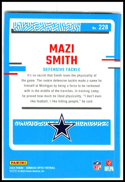2023 Donruss Optic #228 Mazi Smith Rookie Dallas Cowboys