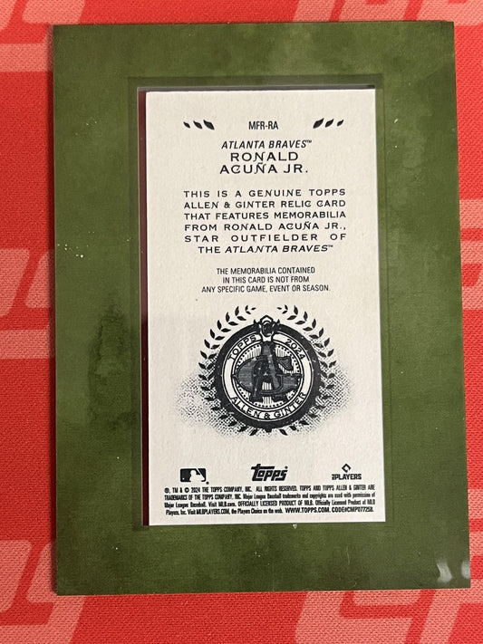 2024 Topps Allen & Ginter Framed Mini Relics #MFR-RA Ronald Acuna Jr. Braves