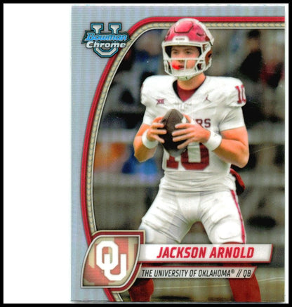 2024 Bowman University Chrome Refractor #80 Jackson Arnold Oklahoma Sooners