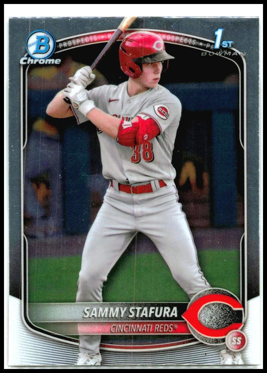 2025 Bowman Chrome #BP-100 Sammy Stafura Cincinnati Reds