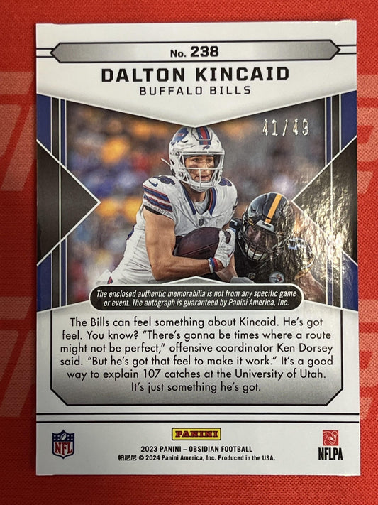 2023 Panini Obsidian Electric Etch Orange #238 Dalton Kincaid Rookie Auto Bills