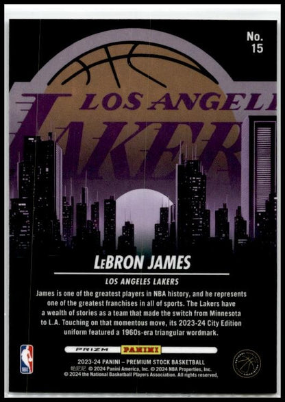 2023-24 Hoops Premium Stock City Edition #15 Lebron James Los Angeles Lakers
