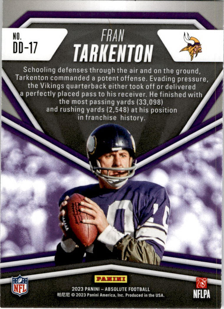 2023 Panini Absolute Draft Diamonds #DD-17 Fran Tarkenton Minnesota Vikings