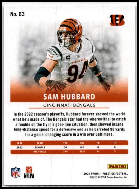 2024 Panini Prestige Diamond Xtra Points #63 Sam Hubbard Cincinnati Bengals