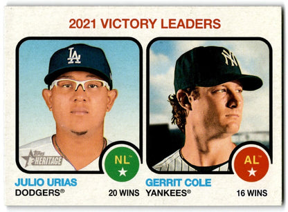 2022 Topps Heritage Julio Urias/Gerrit Cole Los Angeles Dodgers/New York Yankees