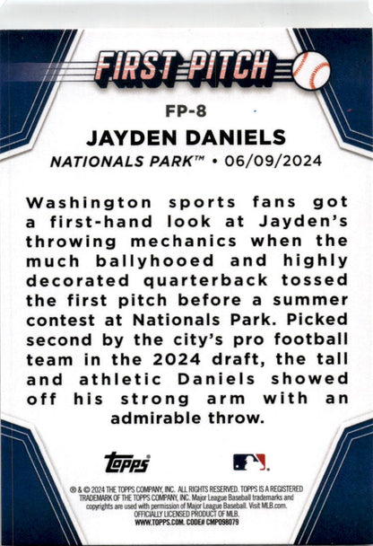2024 Topps Update First Pitch #FP Jayden Daniels Commanders