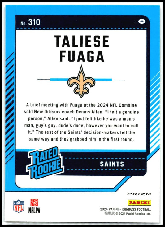 2024 Donruss Optic Rated Rookies Preview Red Wave #310 Taliese Fuaga Rookie