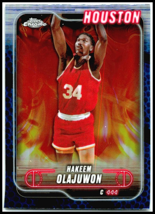 2024-25 Topps Chrome Blue Basketball Refractor #115 Hakeem Olajuwon Rockets