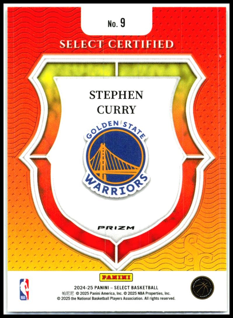 2024-25 Panini Select Select Certified Green Prizms #9 Stephen Curry Warriors