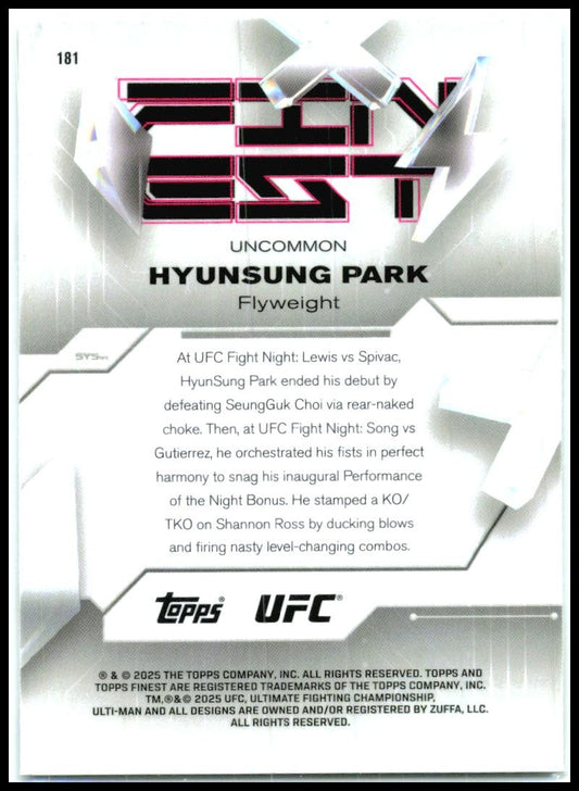 2025 Topps Finest UFC Uncommon #181 Hyunsung Park