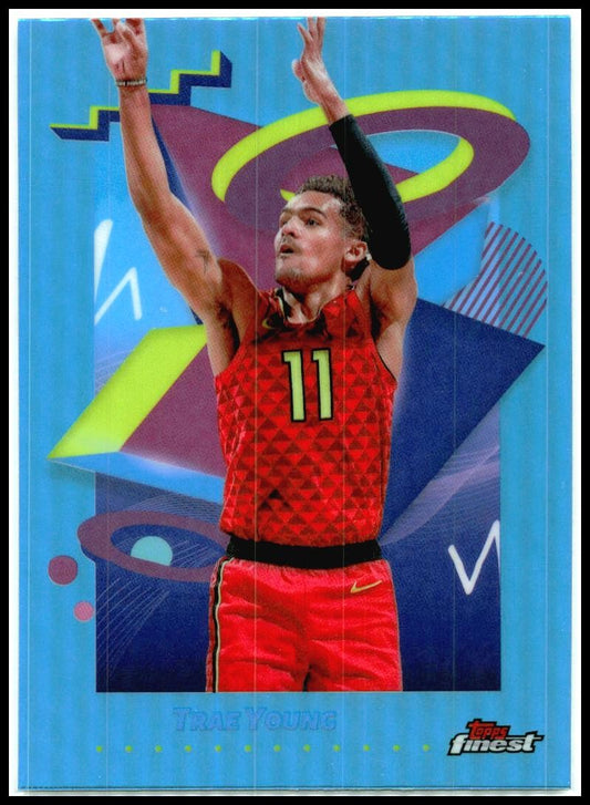 2024-25 Topps Finest Sky Blue Refractor #201 Trae Young Hawks
