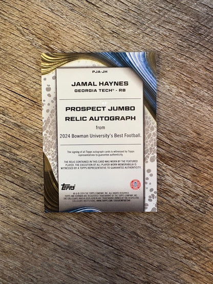 2024 Bowman Best U Refractor #PJA-JH Jamal Haynes Patch Auto Georgia Tech