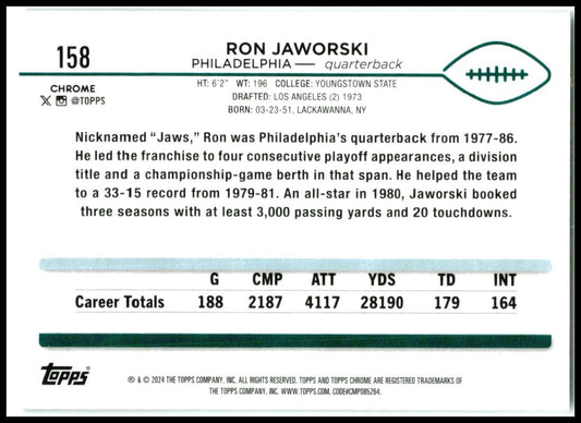 2024 Topps Chrome #158 Ron Jaworski Philadelphia Eagles