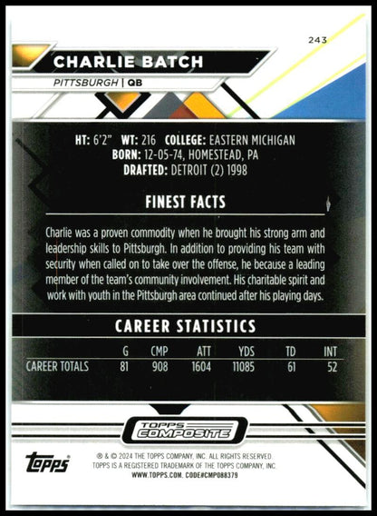 2023 Topps Composite #243 Charlie Batch Pittsburgh Steelers