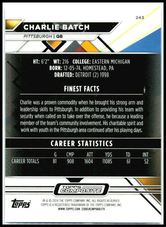2023 Topps Composite #243 Charlie Batch Pittsburgh Steelers