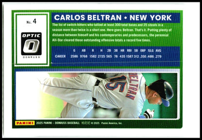 2025 Donruss #4 Carlos Beltran New York Mets