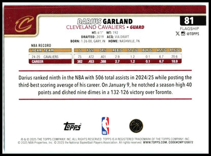 2025-26 Topps Sandglitter #81 Darius Garland Cleveland Cavaliers