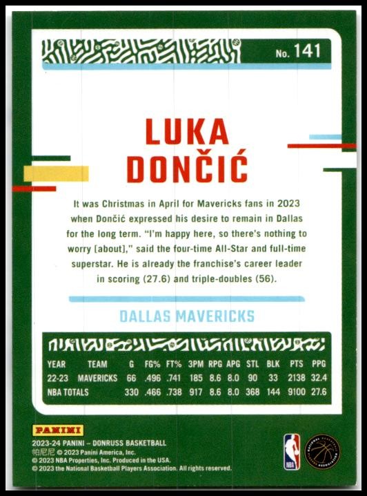 2023-24 Donruss #141 Luka Doncic Dallas Mavericks