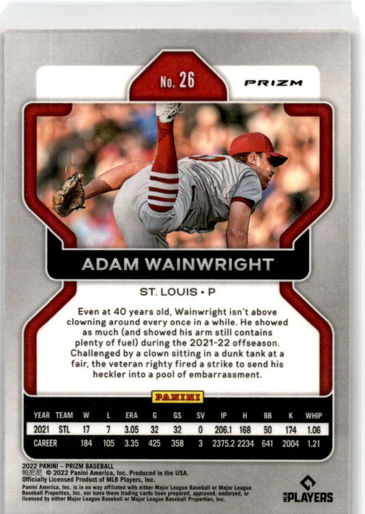 2022 Panini Prizm Red, White, White #26 Adam Wainwright St. Louis Cardinals