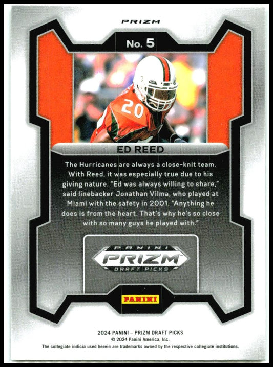 2024 Panini Prizm Draft Picks Green #5 Ed Reed Ravens