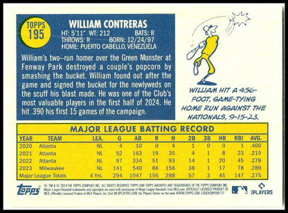 2024 Topps Archives #195 William Contreras Milwaukee Brewers