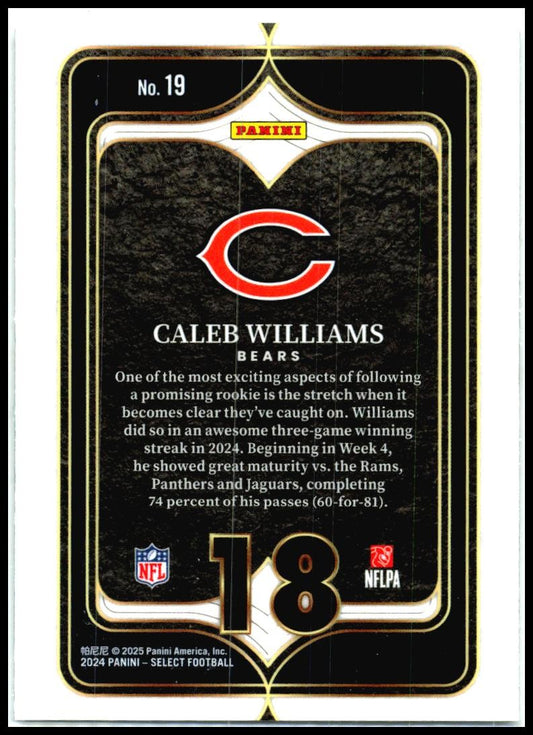 2024 Panini Select Select Numbers #19 Caleb Williams Chicago Bears