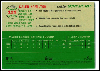 2023 Topps Chrome Platinum Anniversary #129 Caleb Hamilton Rookie Boston Red Sox