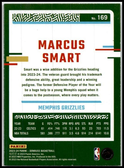 2023-24 Donruss Green Laser Holo #169 Marcus Smart Memphis Grizzlies